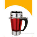 16oz red double wall high quality travel mug with handle
